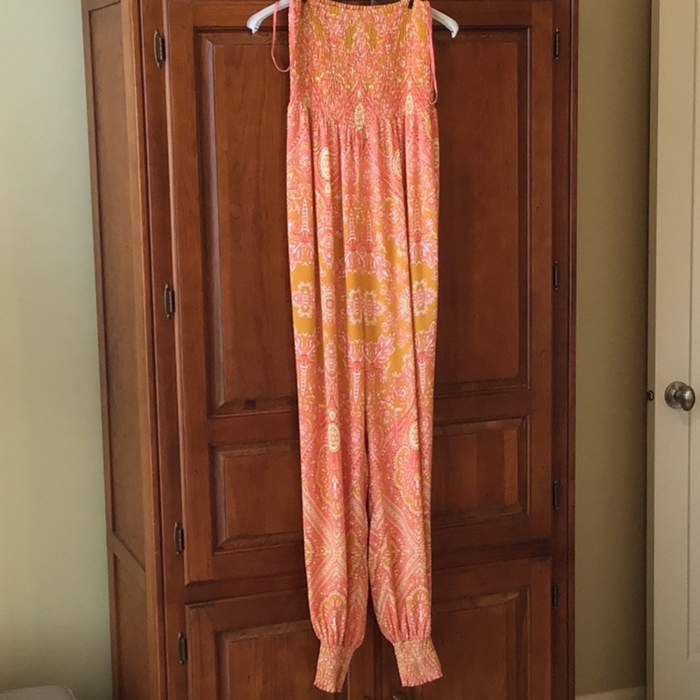 Free People Thinking of You Smocked Jumpsuit Size XS